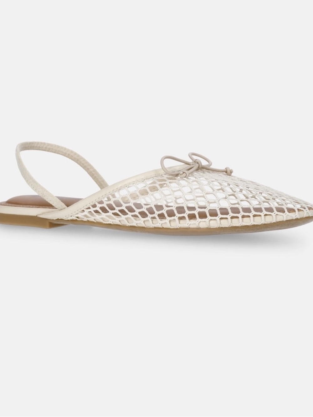 No Boundaries Metallic Ivory Slingback Pointed Toe Flat